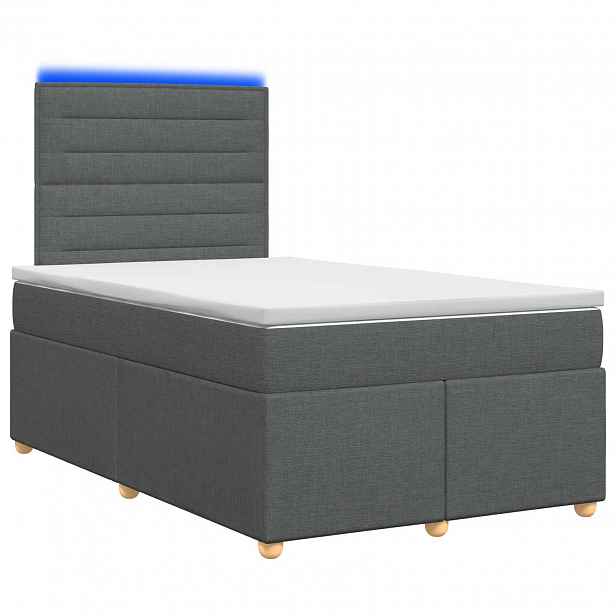 vidaXL Postel boxspring s matrací Tmavě šedá 120 x 190 cm Textil