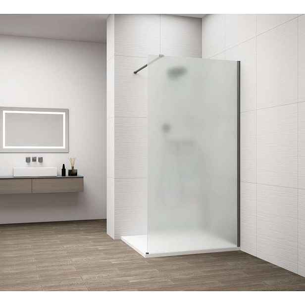 Polysan Esca - Sprchová stěna Walk-In 80x210 cm, Antidrop, matné sklo/gun metal ES1180-11