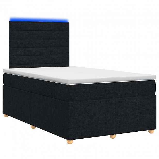 vidaXL Postel boxspring s matrací s čelo Černá 120 x 190 cm Textil