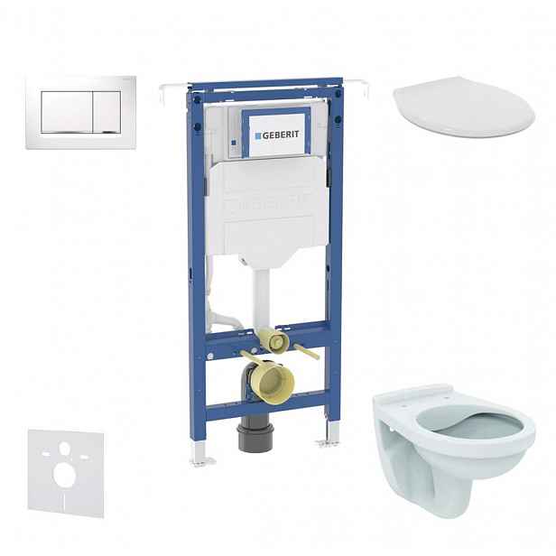 Geberit Duofix - Set předstěnové instalace, klozet Alpha se sedátkem, tlačítko Sigma20, bílá/chrom SANI11CD3109