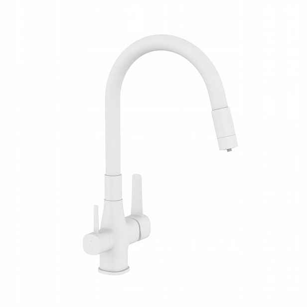 Kuchyňská Baterie S Připojením Vodního Filtru Bílá Flexibilní Ramínko