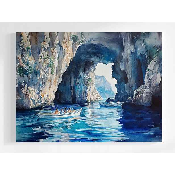 Plakát Itálie Capri Azurová Jeskyně Lodě 100x75