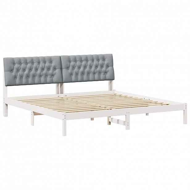 vidaXL Rám postele s čalouněným čelem s čelo Bílá 200 x 200 cm
