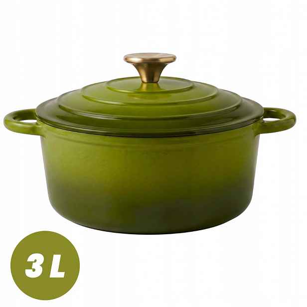 Hrnec 3L Smaltovaná Poklice Olivový Plyn/indukce Trouba 22 CM