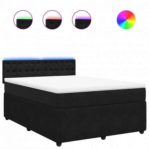 vidaXL Box spring postel s matrací černá 160x200 cm samet