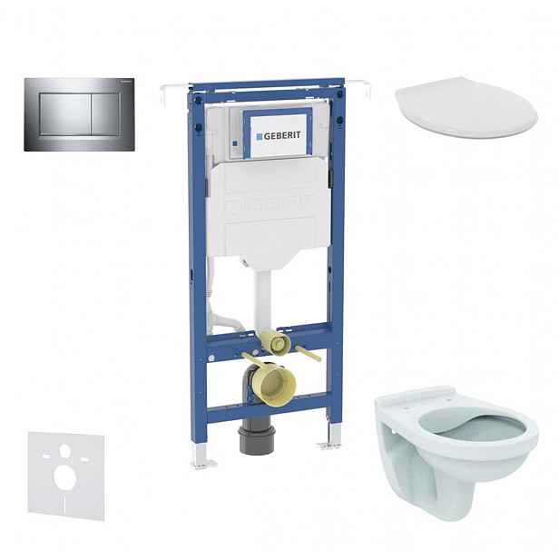 Geberit Duofix - Set předstěnové instalace, klozet Alpha se sedátkem, tlačítko Sigma20, chrom SANI11CD1103
