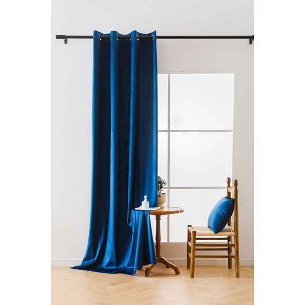 Královsky modrý zatemňovací závěs VELVET 140x250 cm Zavěšení: Kovové kroužky