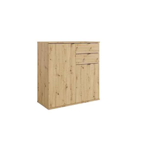 MASSENO KOMODA METRIX, 120/82,5/35 cm s 2 zásuvkami a 3 dvířky, dub Artisan