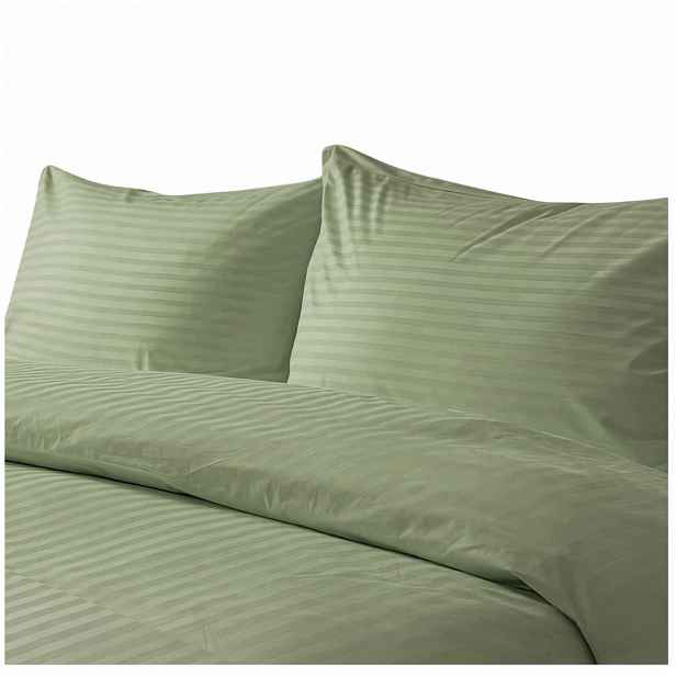 Sada Povlečení Damašek 140x200 2 x 50x70 Salvia Zámek Pásy 1 Cm