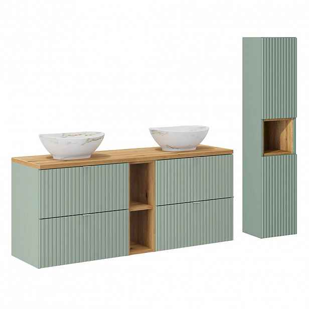 Petits-meubles KOUPELNOVÝ NÁBYTEK 140.4cm Jade 2er-Set Zelená a dřevo
