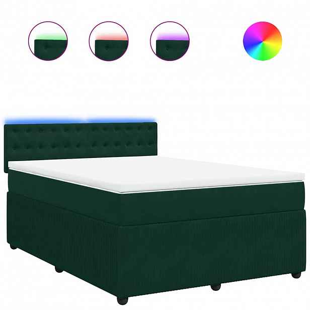 vidaXL Box spring postel s matrací tmavě zelená 160x200 cm samet