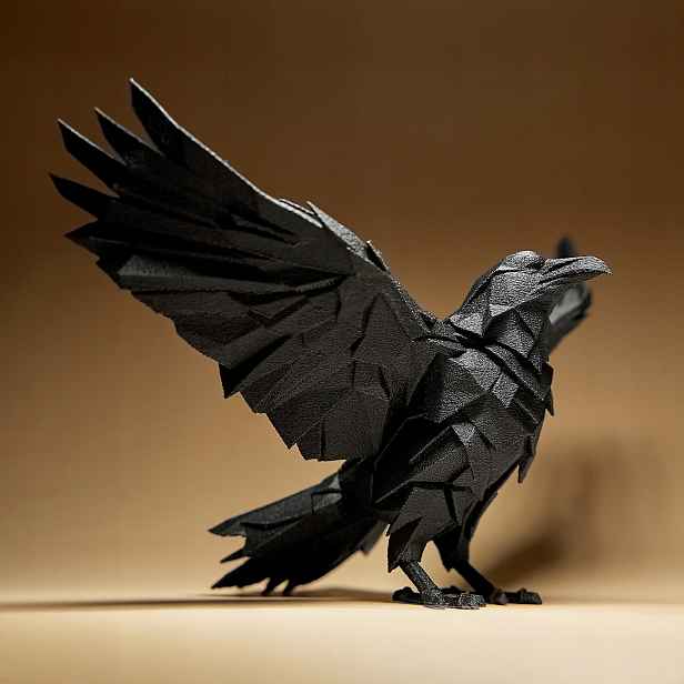Havran Vrána Socha Figura Abstrakce Moderní Dekorace 20 cm