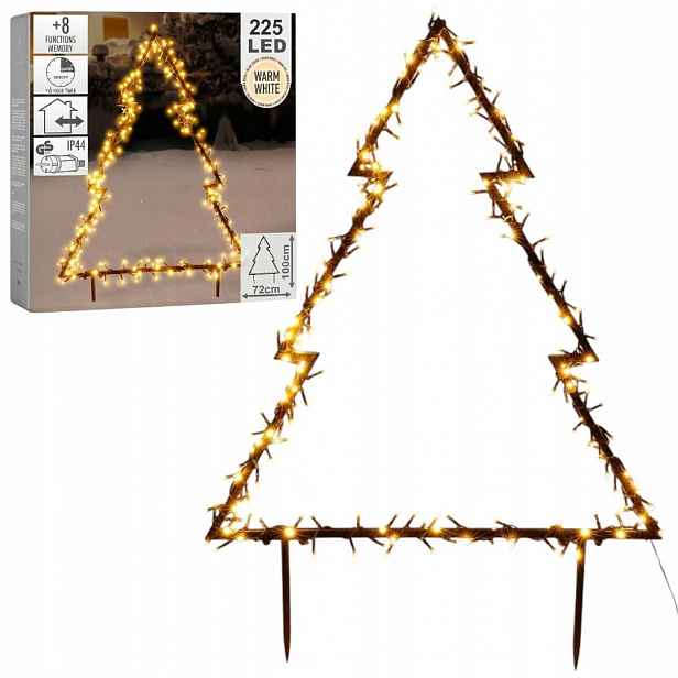 Venkovní Led vánoční stromek kovový 225 Led 100 cm, černý