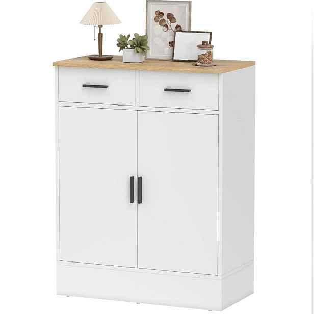 Modenvie SIDEBOARD 68,6/35/90,3 cm z dřevotřísky bílá v dekoru přírodního dřeva
