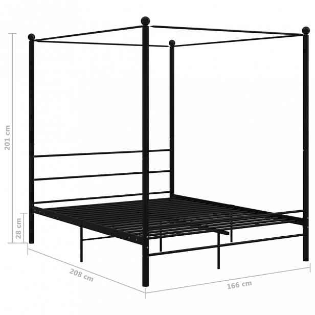 Postel s nebesy černý kov Dekorhome 160 x 200 cm