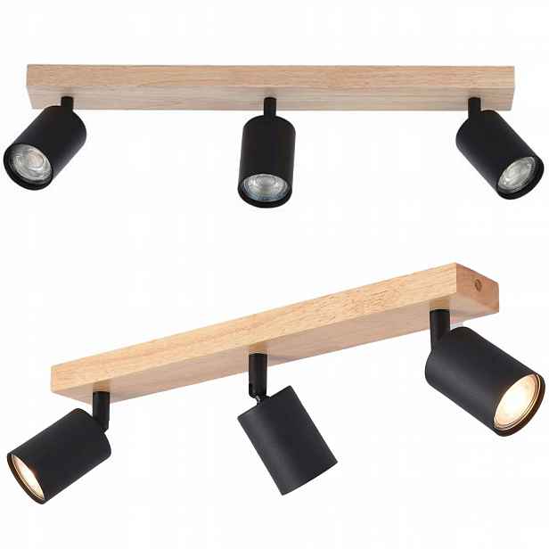 stropní svítidlo Nástěnná lampa nastavitelný spot 3x GU10 Loft dřevěná
