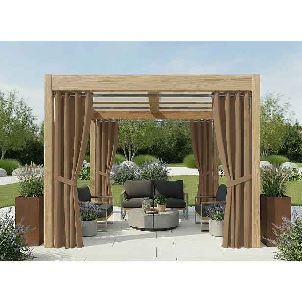 Venkovní zahradní závěs s kroužky GARDENIA RING tmavě béžová 008, šířka 140 cm výška různé rozměry Mybesthome Rozměr: 140x180 cm