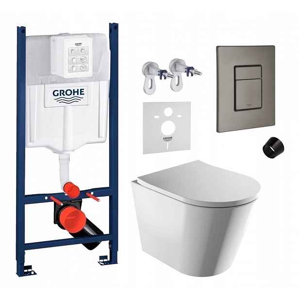 Wc sada Grohe Rapid s miskou Fontana Rimless Tlačítko grafit kartáčované