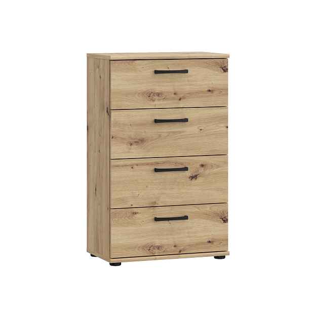 Komoda DUNANUEJ se čtyřmi zásuvkami, dub artisan