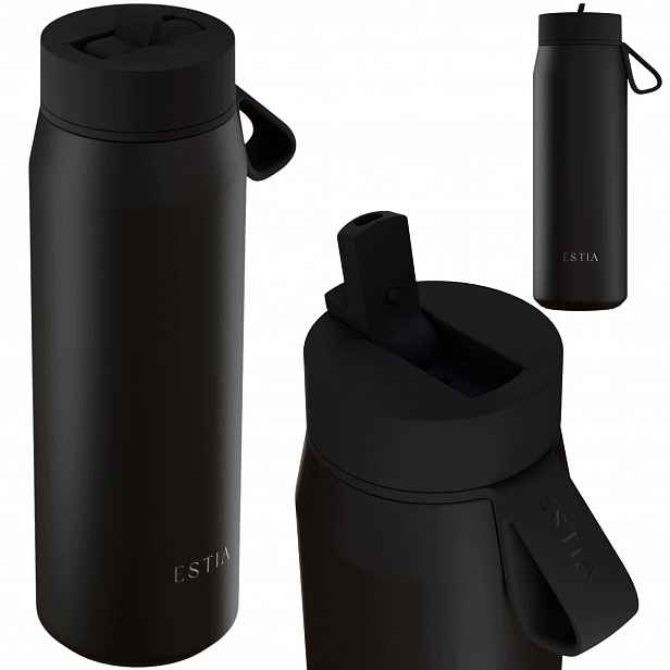 Termohrnek láhev na pití černý Láhev 500 ml na čaj a kávu 12h-24h Dárek