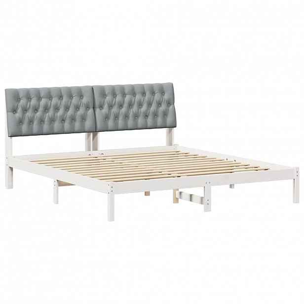 vidaXL Rám postele s čalouněným čelem s čelo Bílá 180 x 200 cm