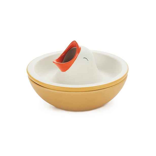 Žlutá/bílá keramická servírovací miska 250 ml Hungry Bird – Balvi