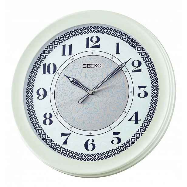 Bílý Matný Kulatý Japonský Hodinový Stroj Seiko QXA859W 37 cm Viditelný V Noci