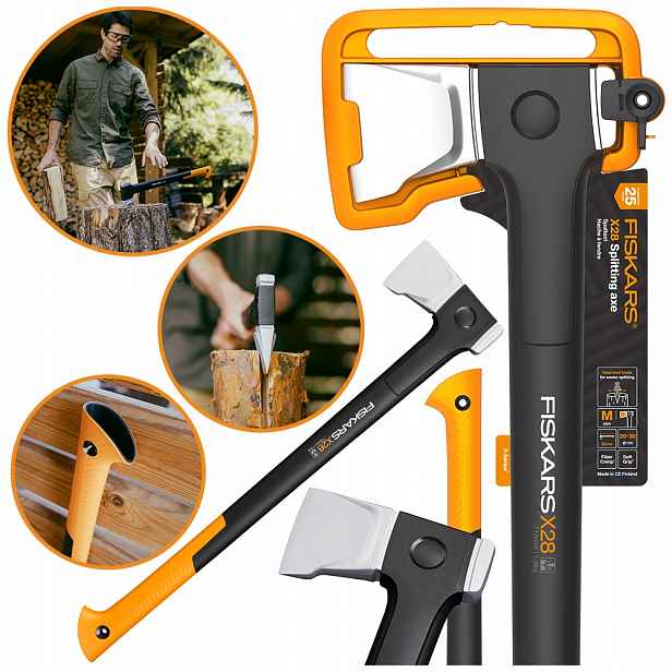 Fiskars X-series X28 Štípací sekera pro štípání dřeva, silná čepel M