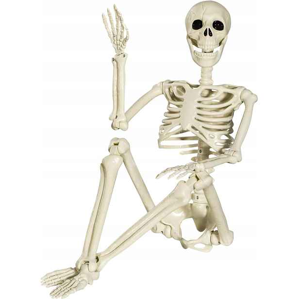 Kostra na Halloween, celé tělo, s pohyblivými klouby, 90 cm