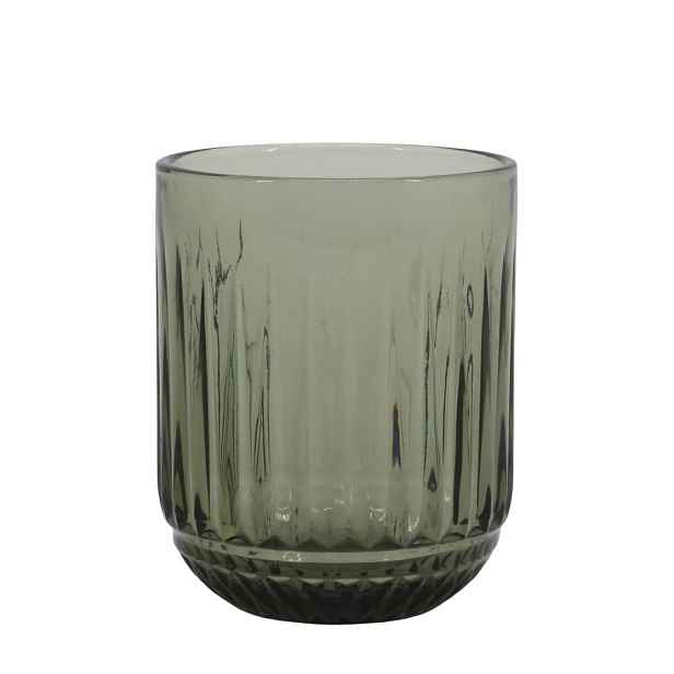 Kouřová sklenice na vodu s drážkami Riller – Ø 7,5*9,5 cm / 250ml Chic Antique