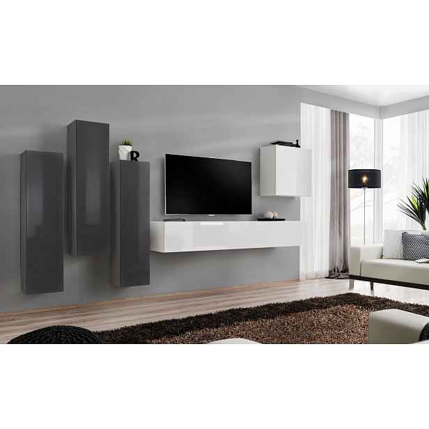 Stěna do obývacího pokoje RIONATA 3 - grafit / bílá