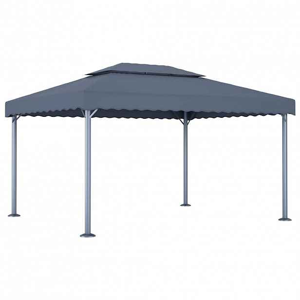 vidaXL Altán 400 x 300 cm antracitový hliník