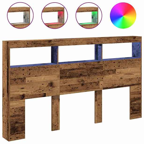 vidaXL Čelní skříň s LED Staré dřevo 180x17x102 cm