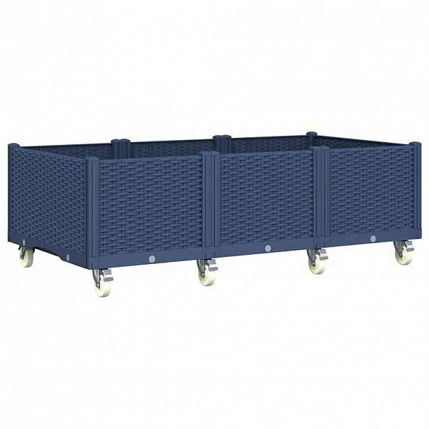 vidaXL Zahradní truhlík na kolečkách modrá šedá 150 x 80 x 54 cm PP