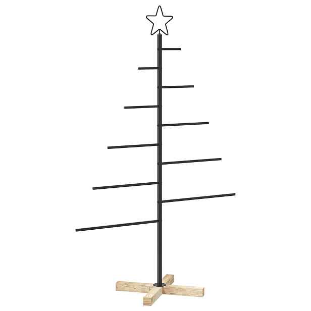 vidaXL Kovový vánoční stromek se stojanem KUOPIO 125 cm Ocel Černá