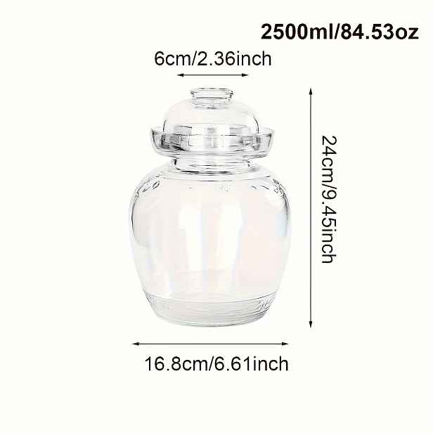TEMU 1 ks, 2500 ml skleněná fermentační nádoba, vodní zátka pro nakládání kimči, okurek a zelí, ideální pro použití v kuchyni