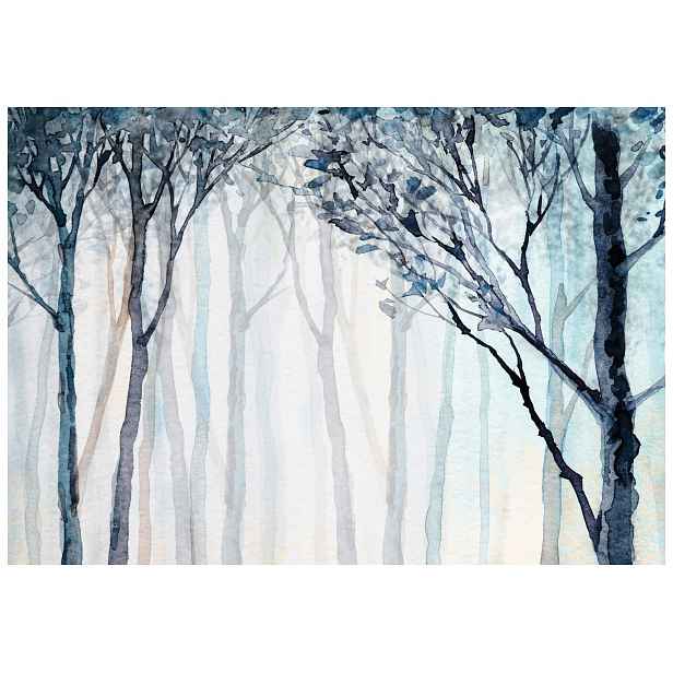 Vliesová fototapeta Akvarijní les Šedo-modré stromy 520x318 lepidlo