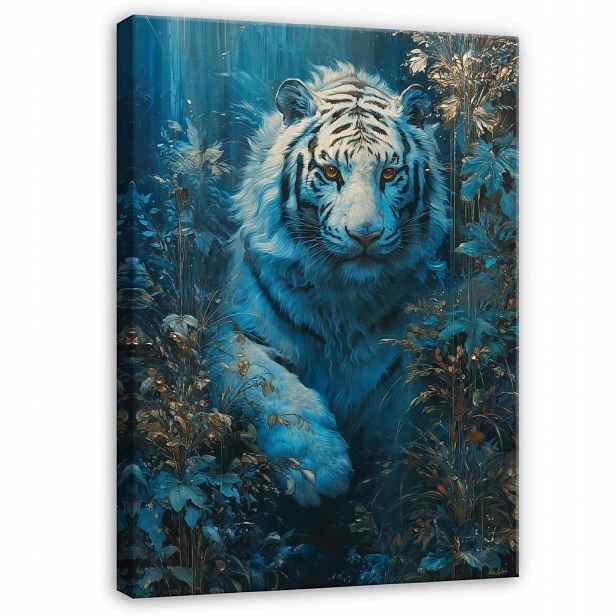 Wallarena OBRAZ na plátně Tygr Zvířata Modrý 70x100 cm