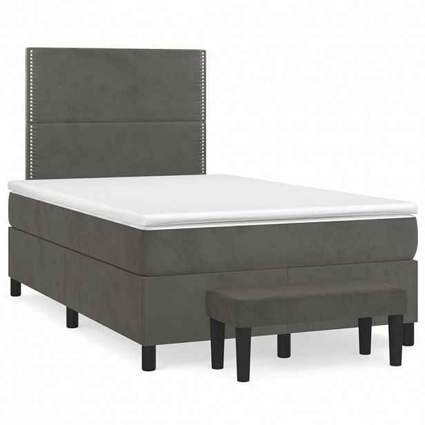 vidaXL Box spring postel s matrací tmavě šedá 120 x 200 cm samet