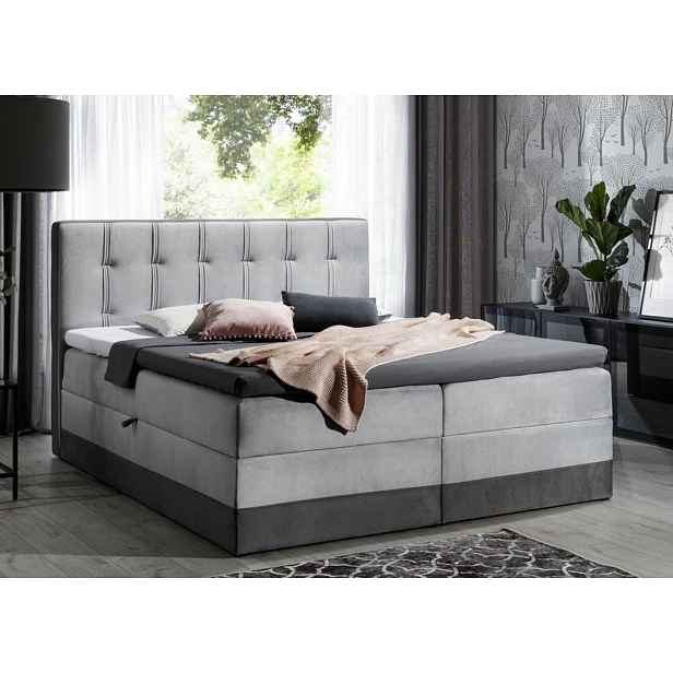 Čalouněná postel boxspring 120x200 MARYLIN - šedá + topper ZDARMA