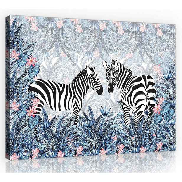 Obraz Na Plátně Plátno 80x60 Zebra Listy Květy