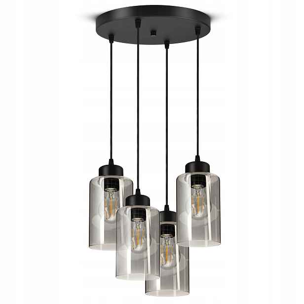 Závěsná stropní lampa Lustr Černá Sklo Tube 535-EZ4 Led E27