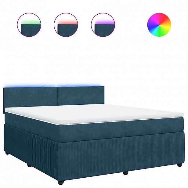vidaXL Box spring postel s matrací modrá 180 x 200 cm samet