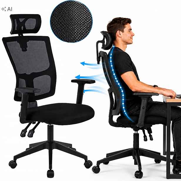 Ergonomické kancelářské křeslo Etna Premium s nastavitelnou opěrkou hlavy