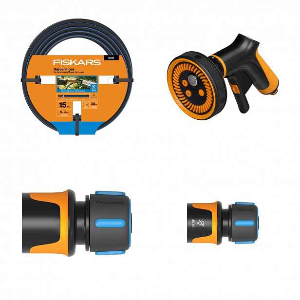 Fiskars Sada Na Zavlažování Pistole Rychlospojka 2ks Hadice 1/2" 15 m