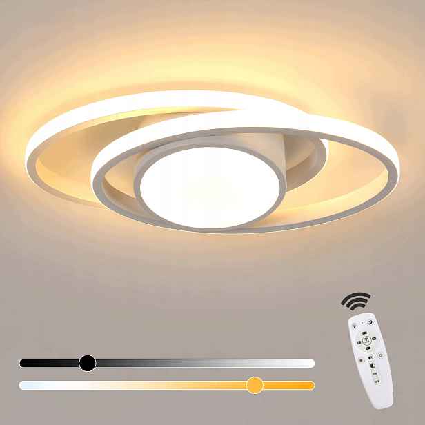 Moderní Led stropní svítidlo, závěsné, bílé, 39W, nastavitelná teplota světla 3000K–6500K