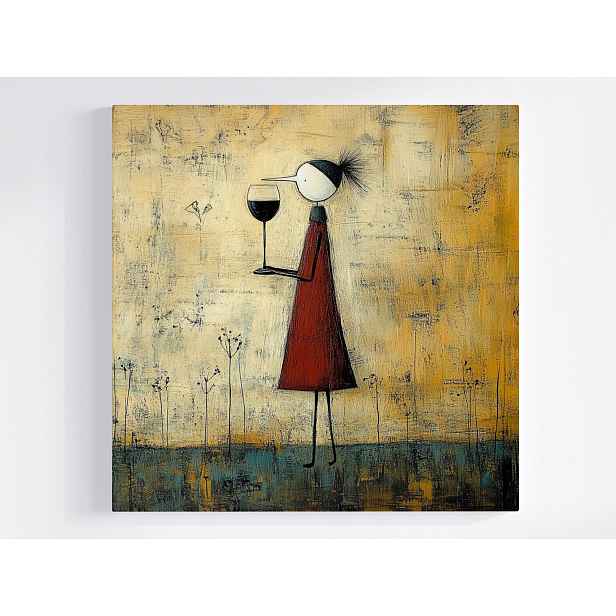 Obraz Na Plátně Canvas Grafika Postava Žena Sklenička Víno Procházka 50x50