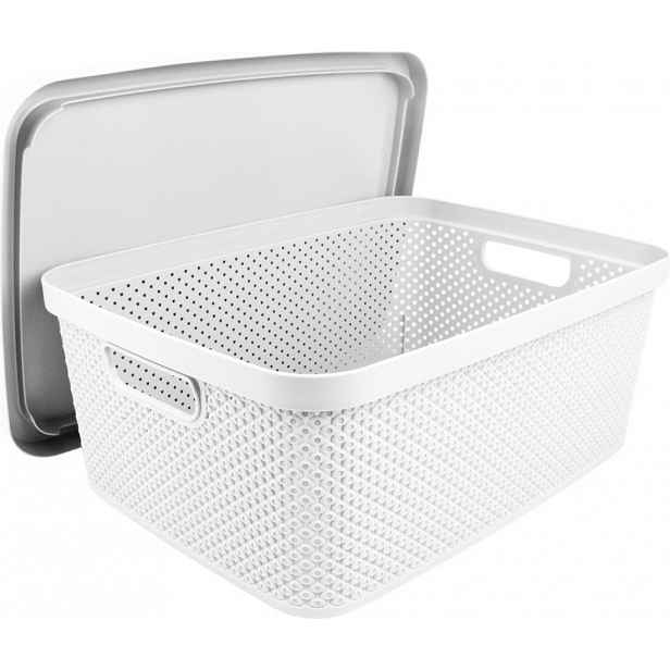 Úložný box s víkem Diamond 13 l, černý/bílý