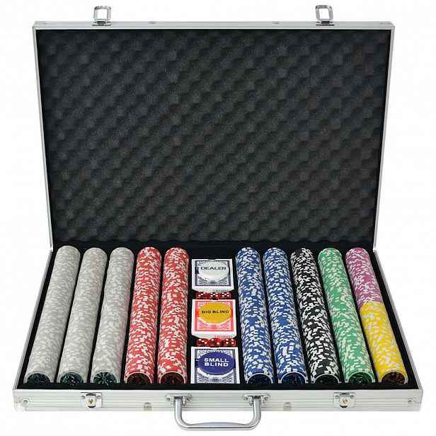 vidaXL Poker set s 1000 laserovými žetony hliník