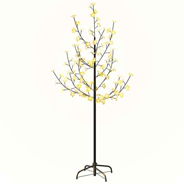 vidaXL Rozkvetlá třešeň s 84 teplými bílými LED 120 cm